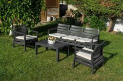 Omnipazar SY-2493 Solemare 3'lü Bahçe Oturma Grubu Koltuk Takımı Antrasit (116)