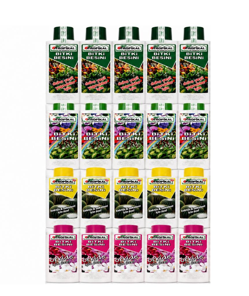 OZN-Tropikal 4 Farklı Bitki ve Çiçek Bakım Besini 20 x 225 ml