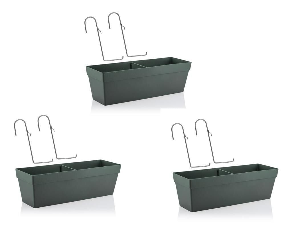 Omnipazar SO-YB02A Askılı Yalı Balkon Saksı 10.8 lt Antrasit 3 Adet