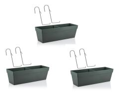 Omnipazar SO-YB02A Askılı Yalı Balkon Saksı 10.8 lt Antrasit 3 Adet