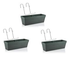 Omnipazar SO-YB02A Askılı Yalı Balkon Saksı 10.8 lt Antrasit 3 Adet