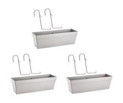 Omnipazar SO-YB02A Askılı Yalı Balkon Saksı 10.8 lt Kirli Beyaz 3 Adet