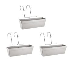 Omnipazar SO-YB02A Askılı Yalı Balkon Saksı 10.8 lt Kirli Beyaz 3 Adet