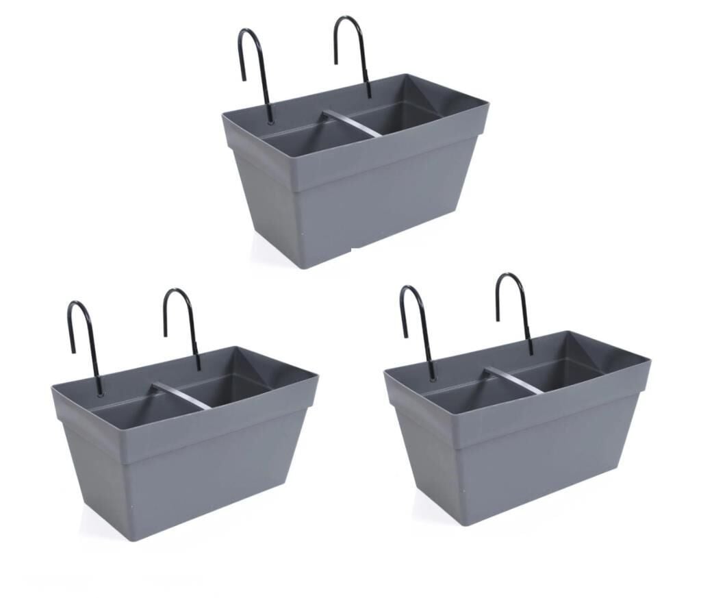 Omnipazar SO-YB01A Askılı Yalı Balkon Saksı 6.5 lt Antrasit 3 Adet