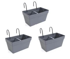 Omnipazar SO-YB01A Askılı Yalı Balkon Saksı 6.5 lt Antrasit 3 Adet