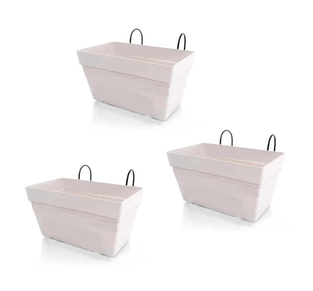 Omnipazar SO-YB01A Askılı Yalı Balkon Saksı 6.5 lt Kirli Beyaz 3 Adet