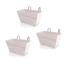 Omnipazar SO-YB01A Askılı Yalı Balkon Saksı 6.5 lt Kirli Beyaz 3 Adet