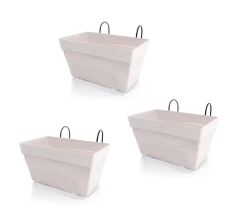 Omnipazar SO-YB01A Askılı Yalı Balkon Saksı 6.5 lt Kirli Beyaz 3 Adet