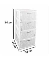 Omnipazar SRL-4002 Rattan Hasır Desen Plastik Komidin Mutfak Sebzelik 4 Katlı