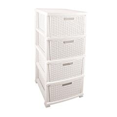 Omnipazar SRL-4002 Rattan Hasır Desen Plastik Komidin Mutfak Sebzelik 4 Katlı