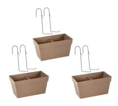 Omnipazar SO-YB01A Askılı Yalı Balkon Saksı 6.5 lt Mocha 3 Adet