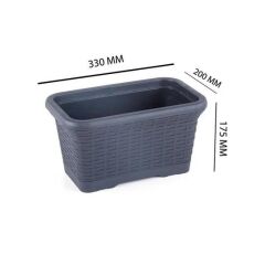 Omnipazar SO-HB01A Askılı Hasır Desen Balkon Saksı 6.5 lt Antrasit 3 Adet