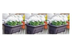 Omnipazar SO-HB01A Askılı Hasır Desen Balkon Saksı 6.5 lt Antrasit 3 Adet