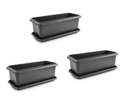 Omnipazar SO-V691 Tabaklı Villa Bahçe Saksı Takımı 39 Lt Antrasit 3 Adet