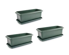 Omnipazar SO-V692 Tabaklı Villa Bahçe Saksı Takımı 62 Lt Yeşil 3 Adet