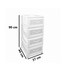 Omnipazar SRL-4001 Delikli Plastik Komidin Mutfak Sebzelik 4 Katlı Beyaz