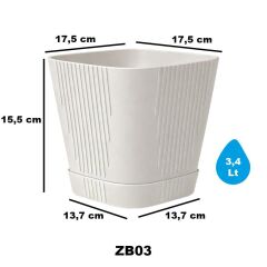 Omnipazar SO-ZB03 Zambak Dekoratif Plastik Saksı 3.4 Litre No:3 Kirli Beyaz (113)