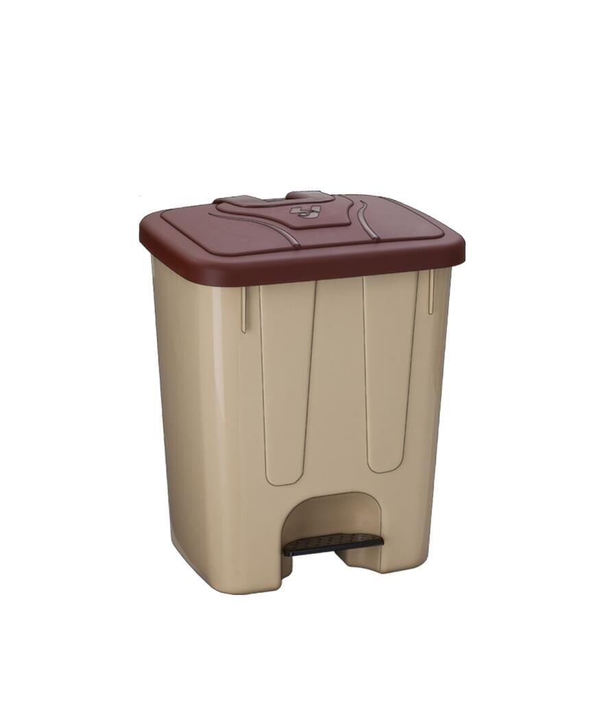 Omnipazar SY-4255 40 lt Köşeli Pedallı Plastik Çöp Kovası (İç Kovasız)