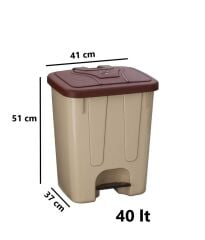 Omnipazar SY-4255 40 lt Köşeli Pedallı Plastik Çöp Kovası (İç Kovasız)