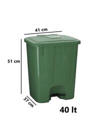 Omnipazar SY-4255 40 lt Köşeli Pedallı Plastik Çöp Kovası (İç Kovasız) YEŞİL