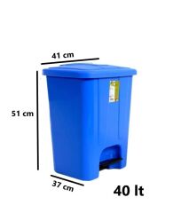 Omnipazar SY-4255 40 lt Köşeli Pedallı Plastik Çöp Kovası (İç Kovasız) Mavi