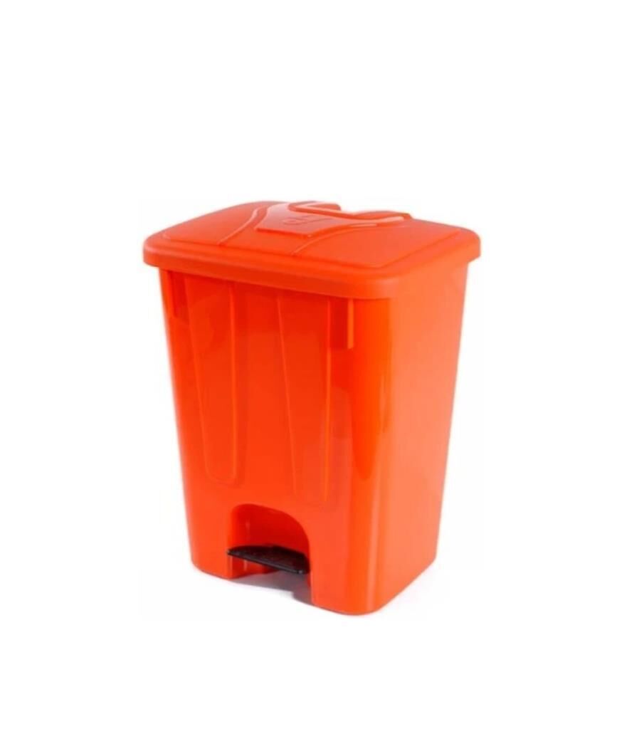 Omnipazar SY-4255 40 lt Köşeli Pedallı Plastik Çöp Kovası (İç Kovasız) Turuncu