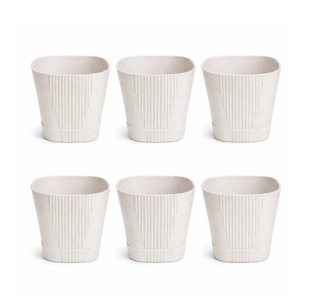 SO-ZB04 Zambak Dekoratif Plastik Saksı 5.6 Lt No:4 Kirli Beyaz 6 Adet
