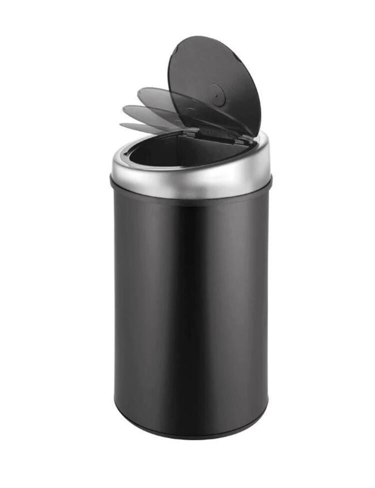 Omnipazar PLX SP-13 Sensörlü Şarjlı Çöp Kovası 13 Lt Paslanmaz Siyah