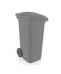 Omnipazar SY-6505 Tekerlekli Kapaklı Plastik Çöp Konteyneri 120 lt Gri