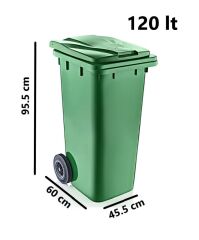 Omnipazar SY-6505 Tekerlekli Kapaklı Plastik Çöp Konteyneri 120 lt YEŞİL