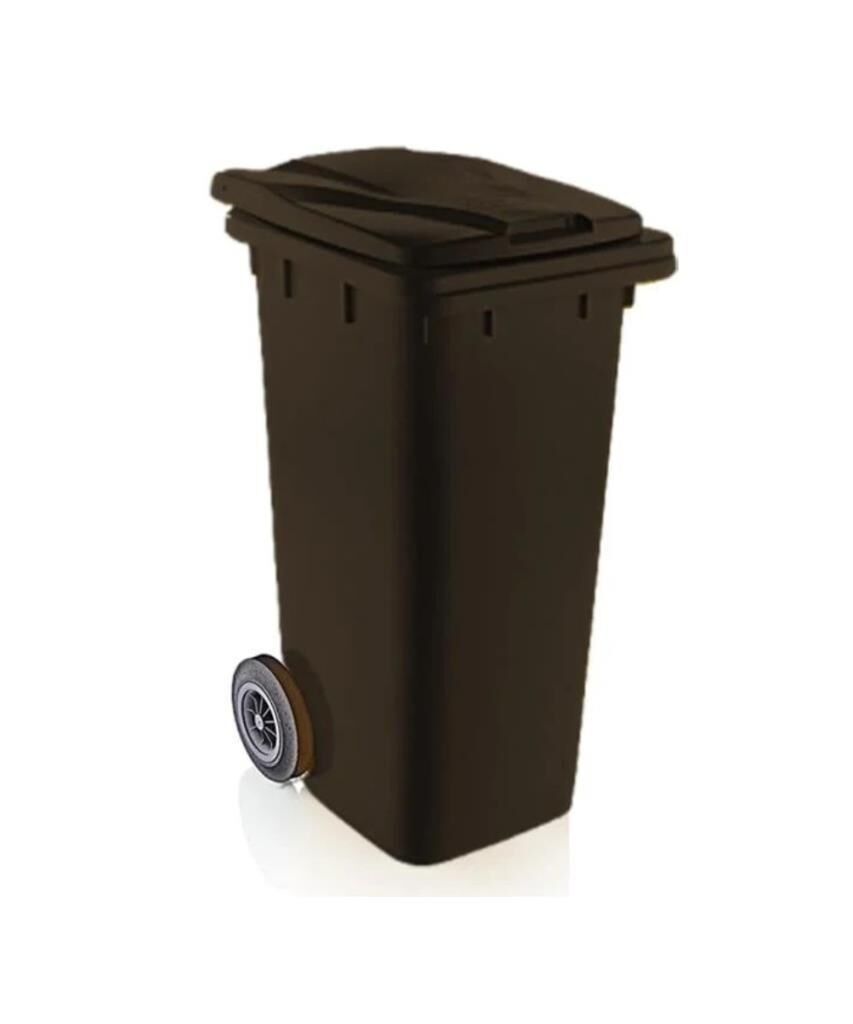 Omnipazar SY-6505 Tekerlekli Kapaklı Plastik Çöp Konteyneri 120 lt Siyah