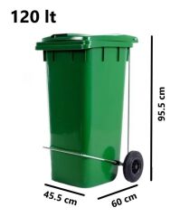 Omnipazar SY-6507 Pedallı Tekerlekli Kapaklı Plastik Çöp Konteyneri 120 lt