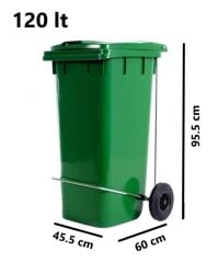 Omnipazar SY-6507 Pedallı Tekerlekli Kapaklı Plastik Çöp Konteyneri 120 lt