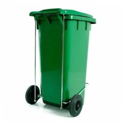 Omnipazar SY-6507 Pedallı Tekerlekli Kapaklı Plastik Çöp Konteyneri 120 lt YEŞİL
