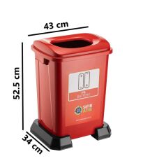 Omnipazar SY-4395 Sıfır Atık Pil Geri Dönüşüm Çöp Kutusu 50 lt Kırmızı