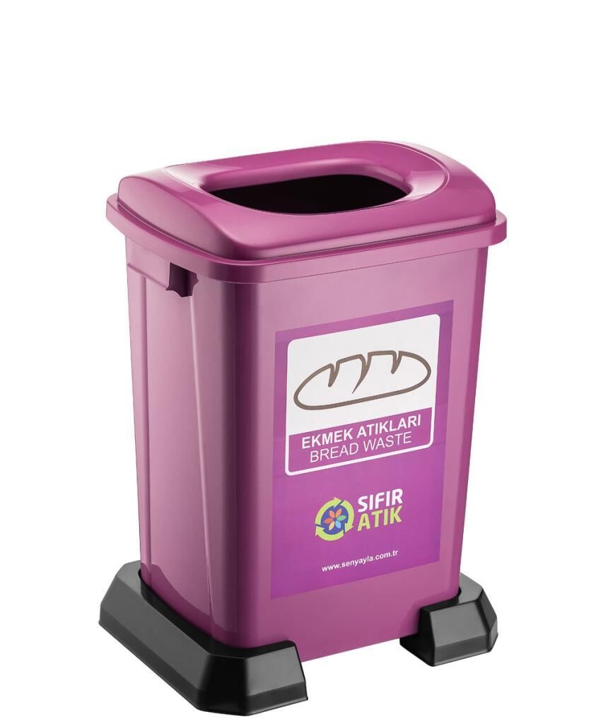 Omnipazar SY-4395 Sıfır Atık Ekmek Geri Dönüşüm Çöp Kutusu 50 lt Mor