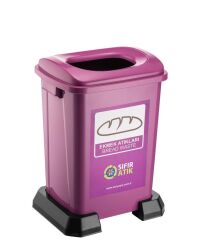 Omnipazar SY-4395 Sıfır Atık Ekmek Geri Dönüşüm Çöp Kutusu 50 lt Mor