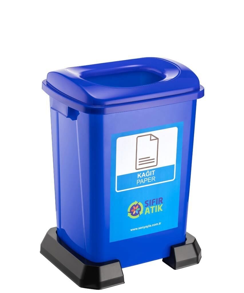 Omnipazar SY-4395 Sıfır Atık Kağıt Geri Dönüşüm Çöp Kutusu 50 lt Mavi