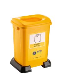 Omnipazar SY-4395 Sıfır Atık Plastik Geri Dönüşüm Çöp Kutusu 50 lt Sarı