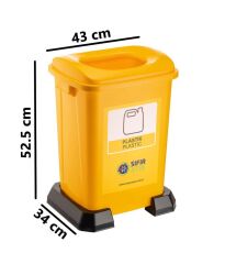 Omnipazar SY-4395 Sıfır Atık Plastik Geri Dönüşüm Çöp Kutusu 50 lt Sarı