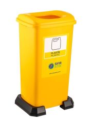 Omnipazar SY-4398 Sıfır Atık Plastik Geri Dönüşüm Çöp Kutusu 70 lt Sarı