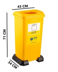 Omnipazar SY-4398 Sıfır Atık Plastik Geri Dönüşüm Çöp Kutusu 70 lt Sarı