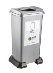 Omnipazar SY-4398 Sıfır Atık Metal Geri Dönüşüm Çöp Kutusu 70 lt Gri