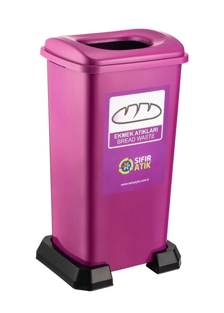 Omnipazar SY-4398 Sıfır Atık Ekmek Geri Dönüşüm Çöp Kutusu 70 lt Mor