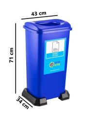 Omnipazar SY-4398 Sıfır Atık Kağıt Geri Dönüşüm Çöp Kutusu 70 lt Mavi