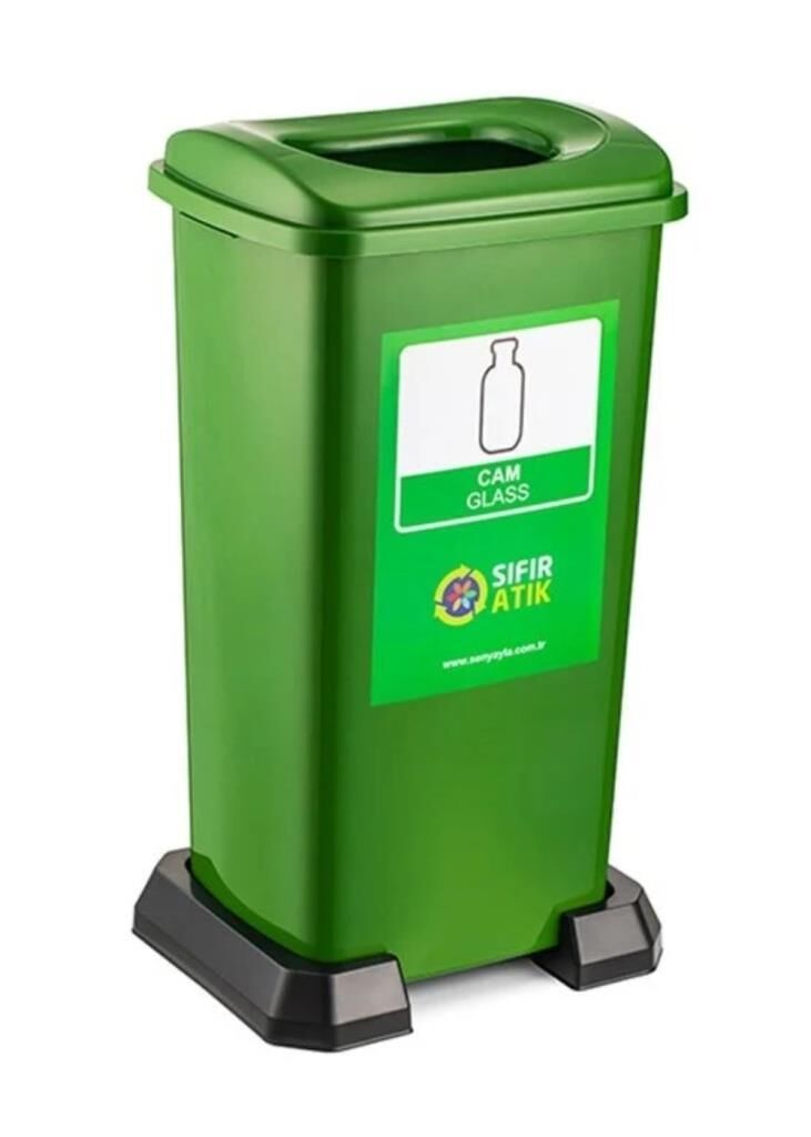 Omnipazar SY-4398 Sıfır Atık Cam Geri Dönüşüm Çöp Kutusu 70 lt Yeşil