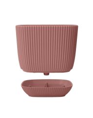 Omnipazar KRS-381 Dekoratif Plastik Mercan Kare Saksı 0.27 Litre No 1 Soft Pembe