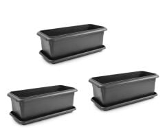 Omnipazar SO-V693 Tabaklı Villa Bahçe Saksı Takımı 95 Lt Antrasit 3 Adet