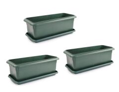Omnipazar SO-V693 Tabaklı Villa Bahçe Saksı Takımı 95 Lt Yeşil 3 Adet
