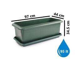 Omnipazar SO-V693 Tabaklı Villa Bahçe Saksı Takımı 95 Lt Yeşil 3 Adet